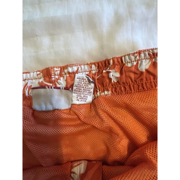 Red Camel Swim Shorts Men’s Sz Large Orange White Floral Hawaiian - Picture 4 of 5
